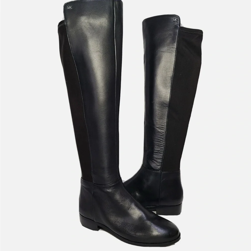 Michael Kors Womens Riding Boots Size 8.5 M Bromley Black Leather Knee H…